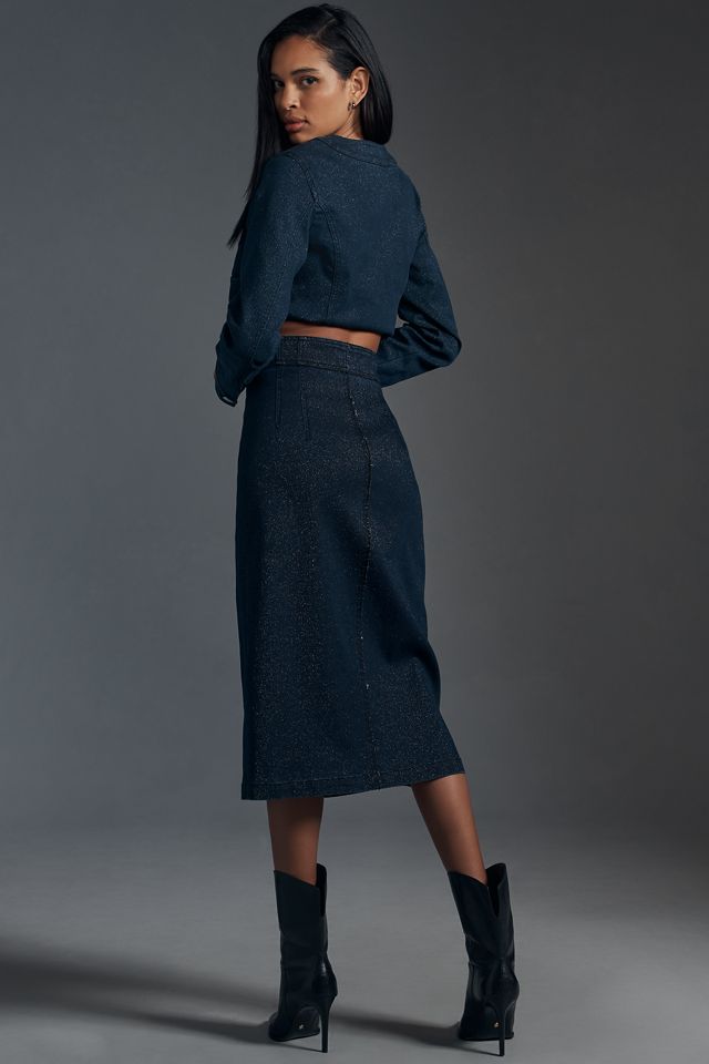 Pilcro Sparkle Denim Midi Pencil Skirt #2