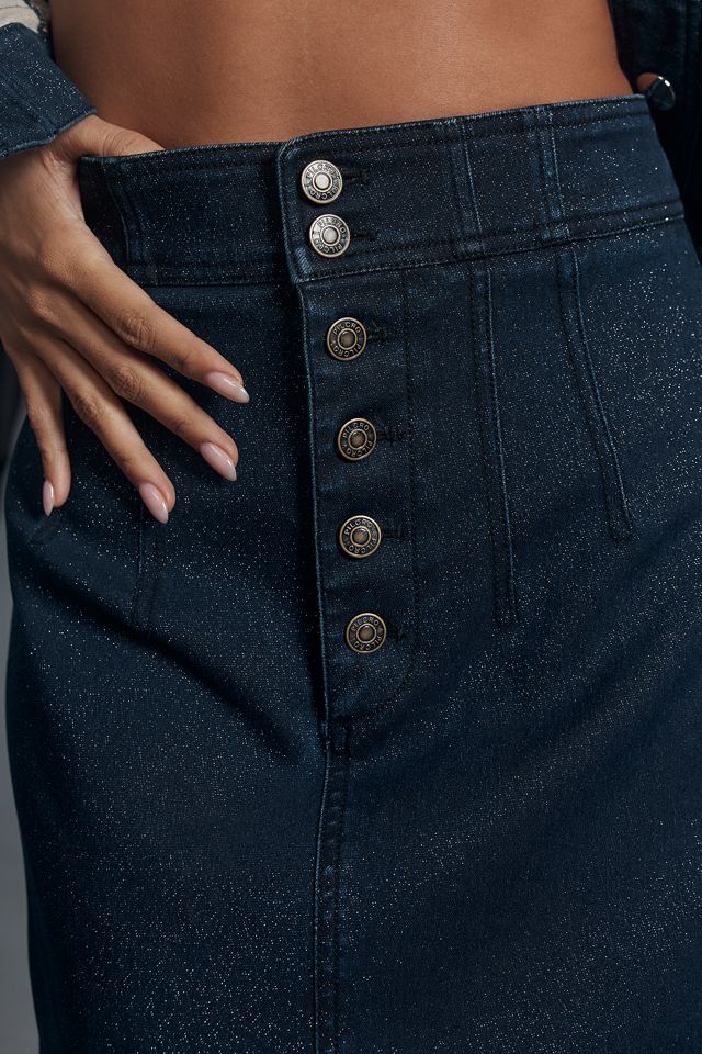 Pilcro Sparkle Denim Midi Pencil Skirt #3