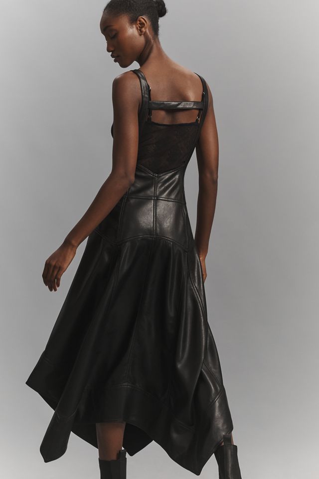Pilcro Faux-Leather Harness Pinafore Midi Skirt #1