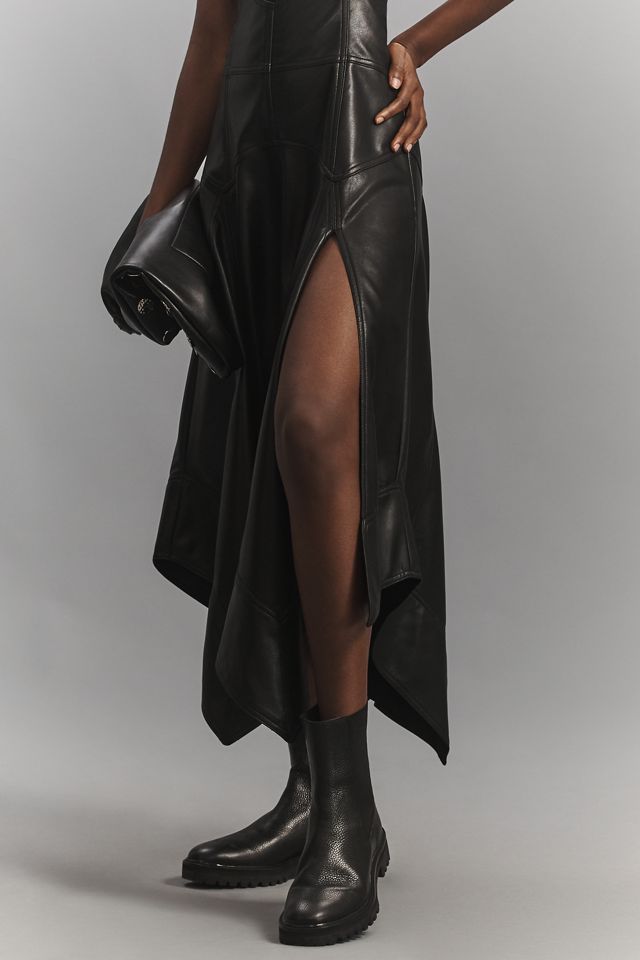 Pilcro Faux-Leather Harness Pinafore Midi Skirt #2
