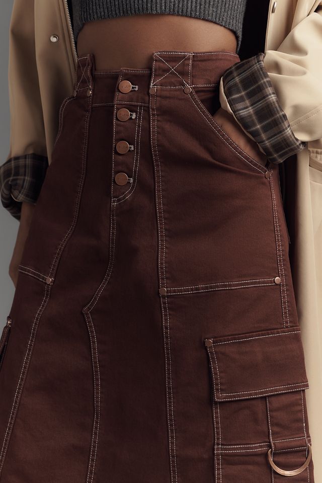 Jupe trapèze mi-longue utilitaire retravaillée Pilcro #3