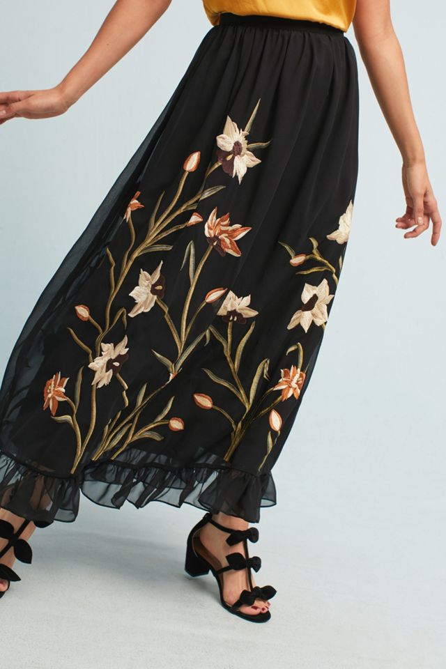 Flounced Floral Maxi Skirt #1