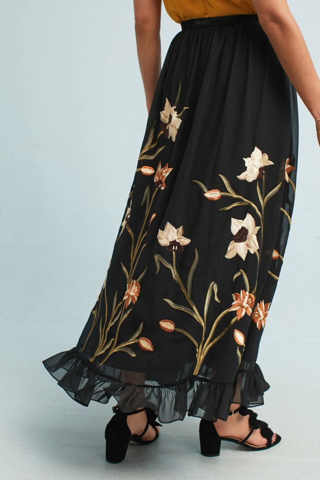 Flounced Floral Maxi Skirt #4