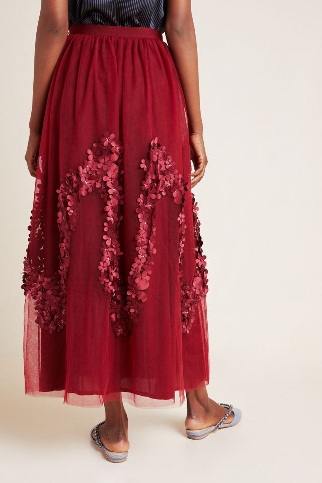 Jamie embroidered 2024 tulle midi skirt