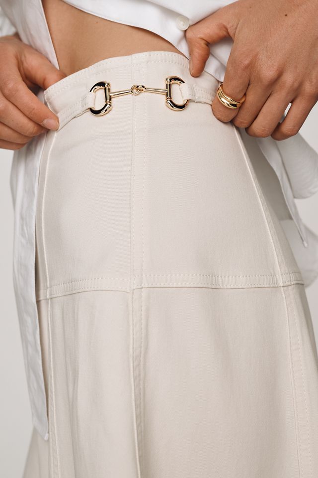 Maeve Twyla Paneled-Denim Midi Skirt #1