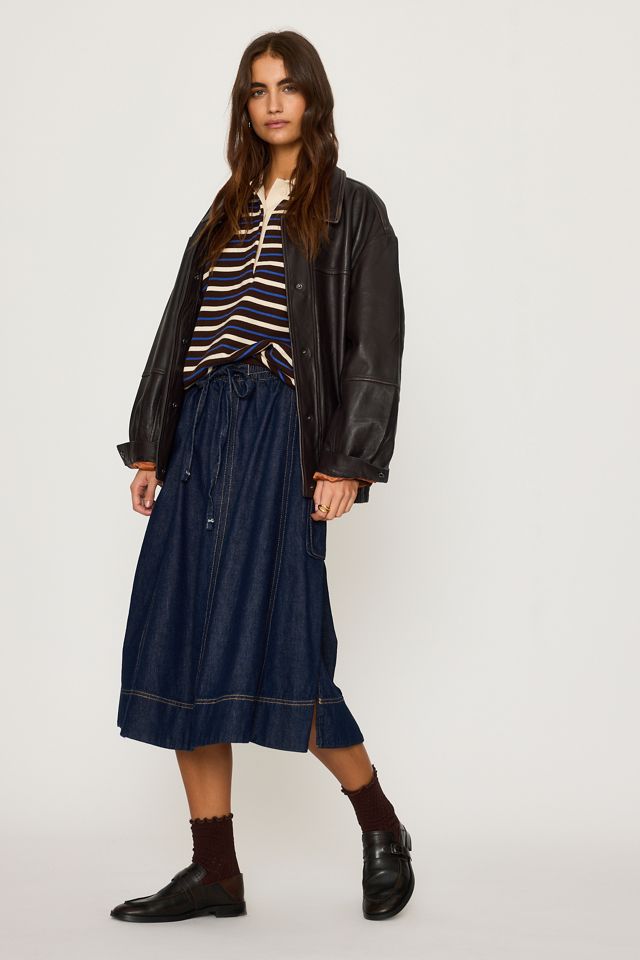 Gonna Midi in Denim con Cintura-Annodata Maeve #1