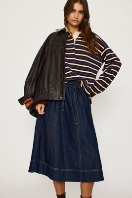 Gonna Midi in Denim con Cintura-Annodata Maeve