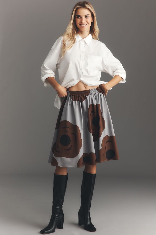 Marimekko Poiminnot Tumma A-Line Knee-Length Skirt #3