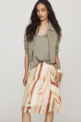 CUBIC Asymmetric Ruffle Midi Skirt