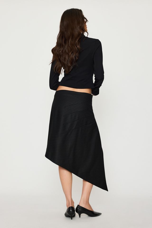 Feners Destino Pinstripe Asymmetric Midi Skirt #4