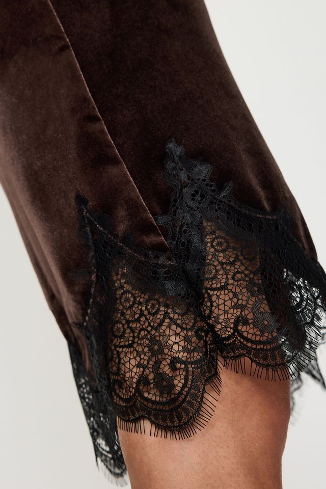 Feners Suave Velvet Lace-Hem Skirt #4