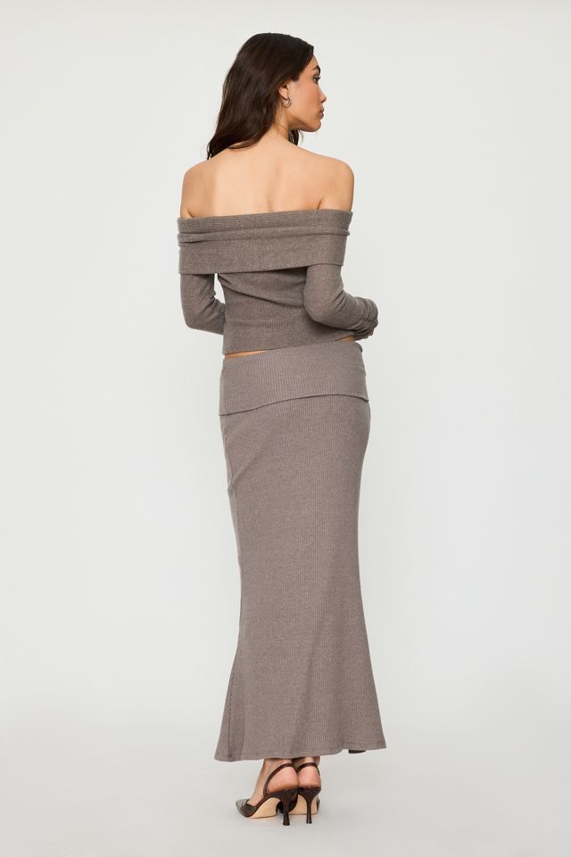 Feners Caricia Foldover Waist Ribbed Knit Maxi Skirt #3