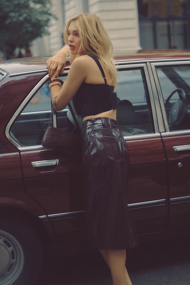 Berenice Patent Faux-Leather Midi Skirt #3