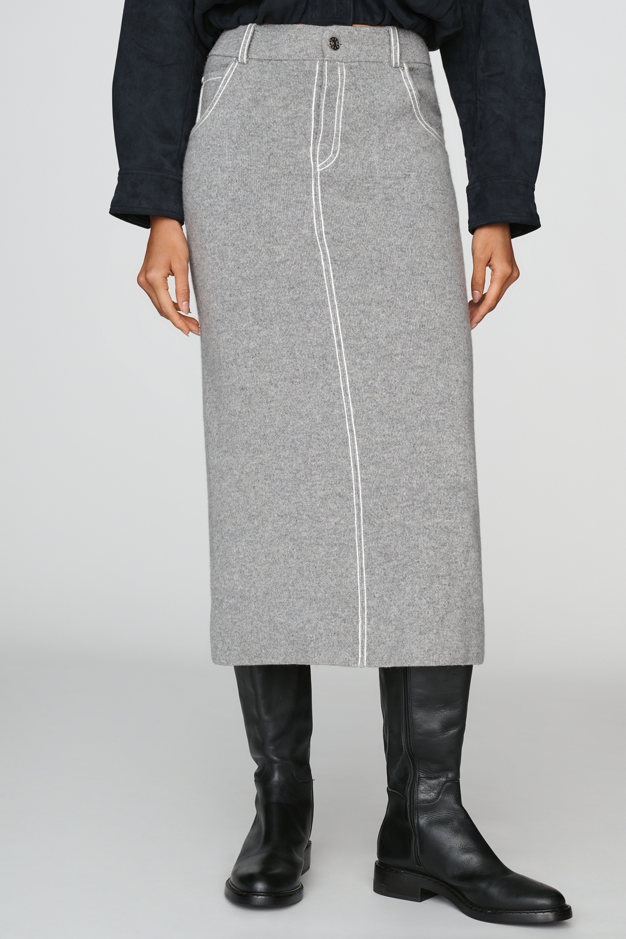 Berenice 100% Wool Knit Midi Pencil Skirt