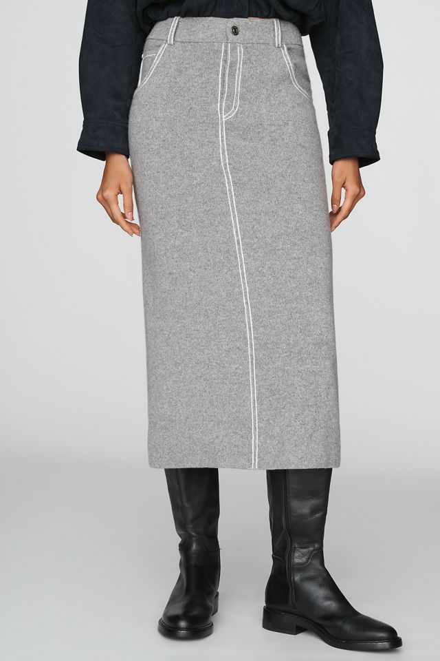Berenice 100% Wool Knit Midi Pencil Skirt #1