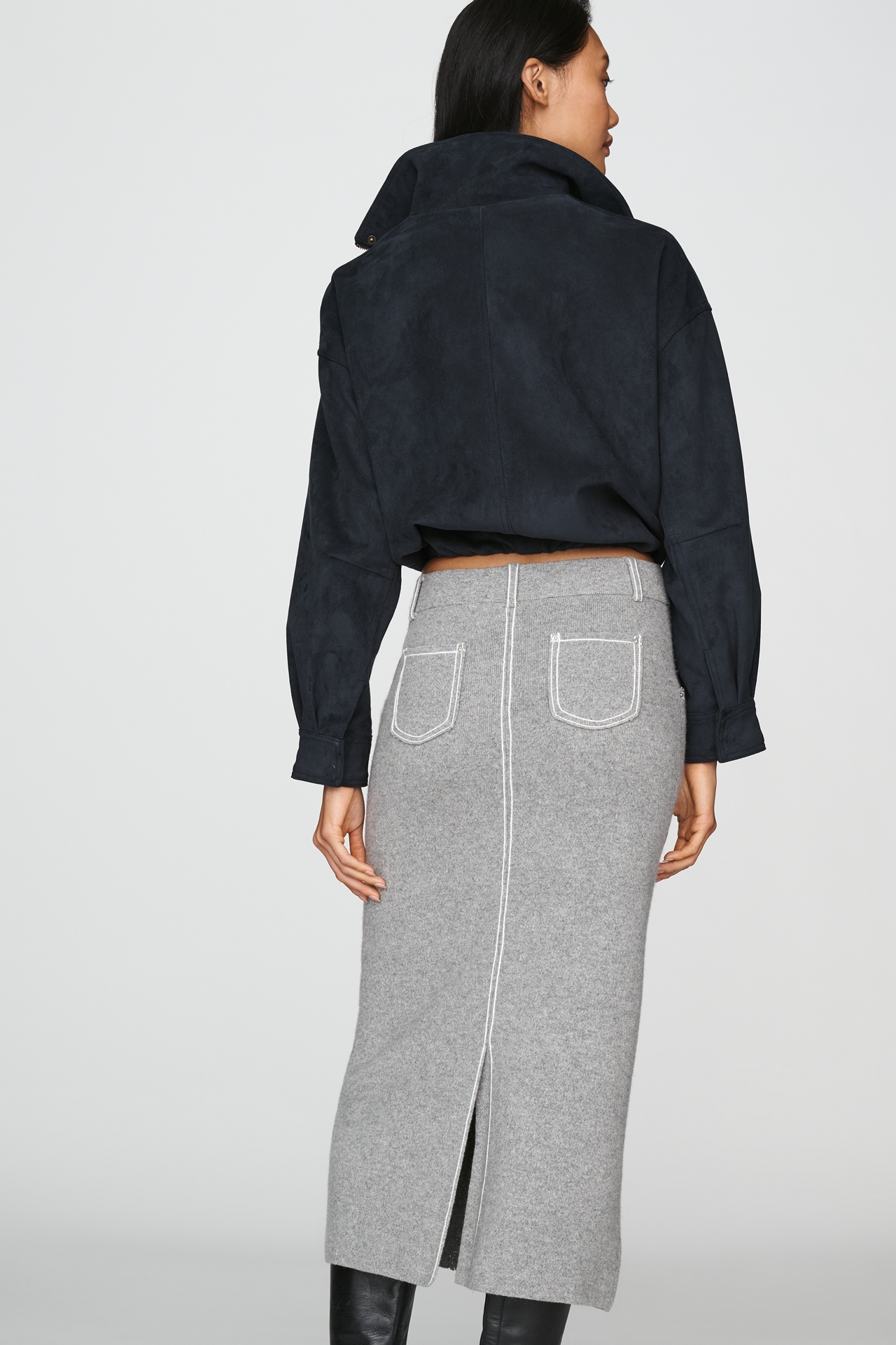 Berenice 100% Wool Knit Midi Pencil Skirt