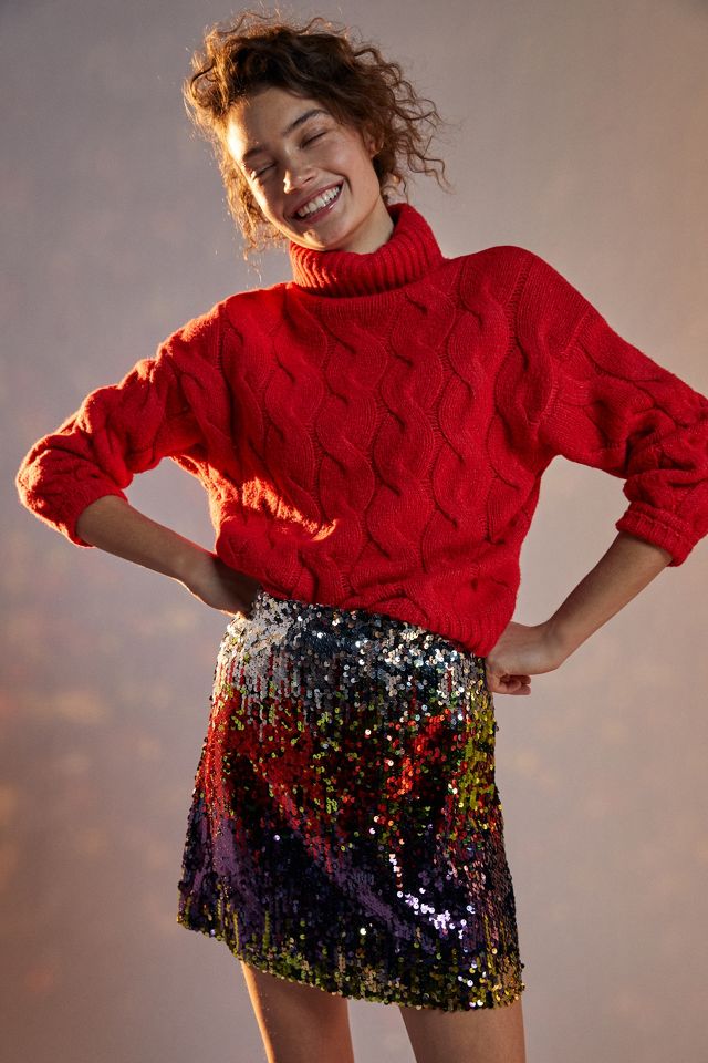 Anthropologie sequin mini outlet skirt