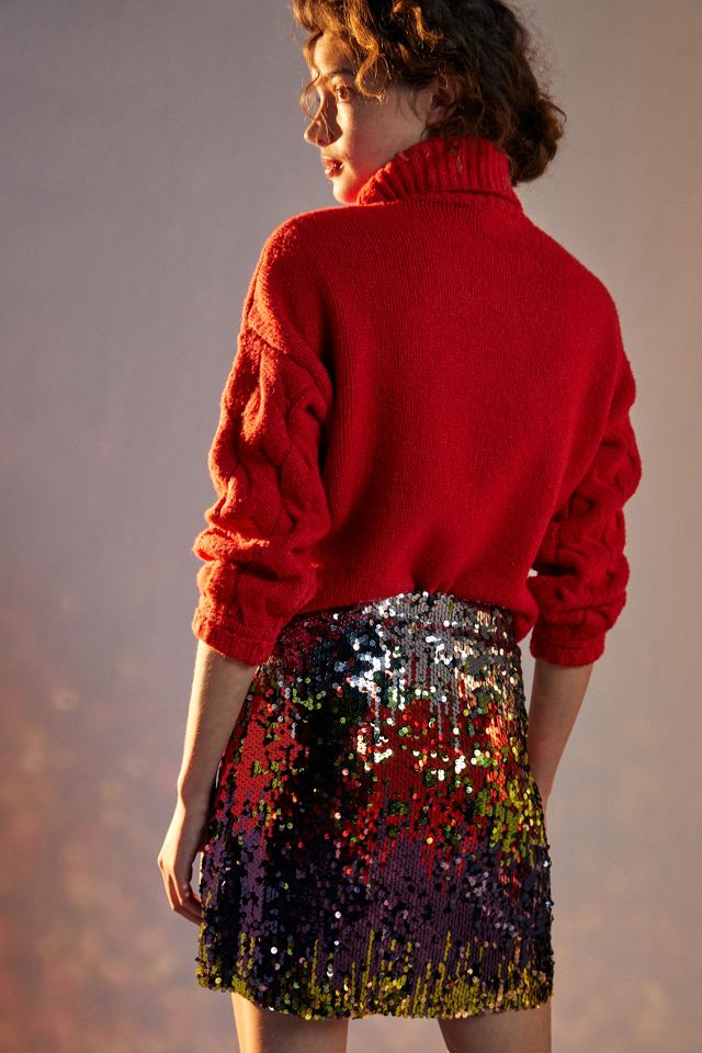 Anthropologie sequin mini outlet skirt