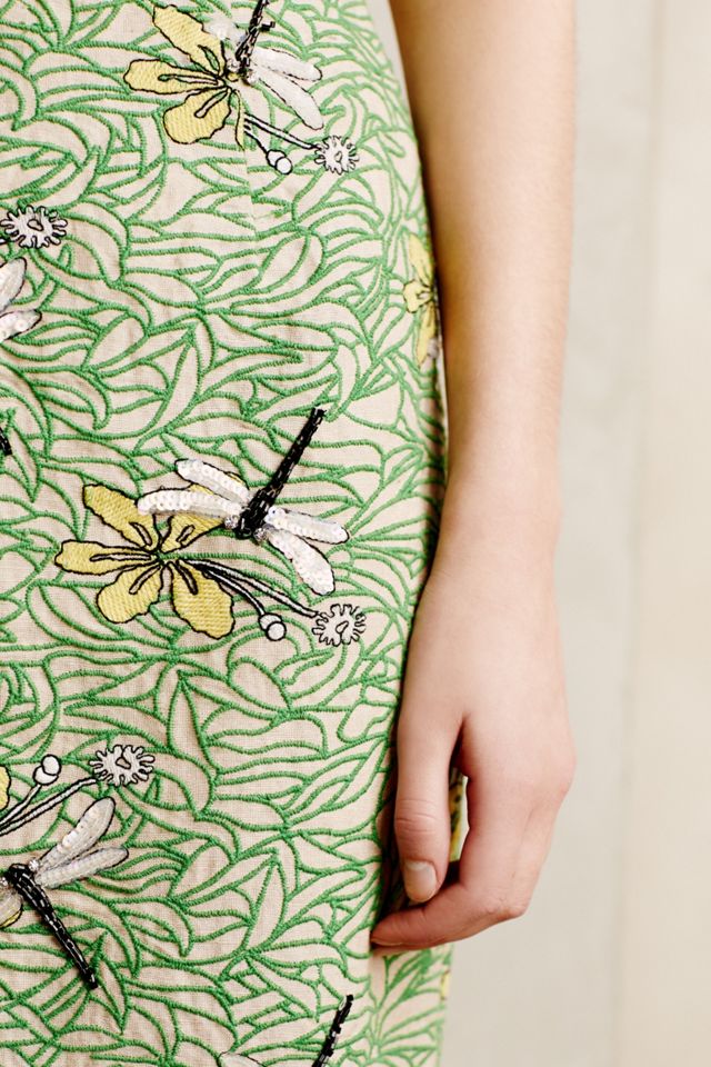 Embroidered Dragonfly Pencil Skirt #3