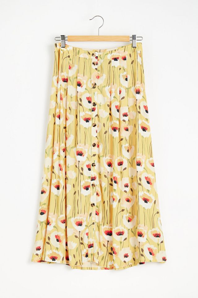 Kachel Printed Button Front Maxi Skirt | Anthropologie UK