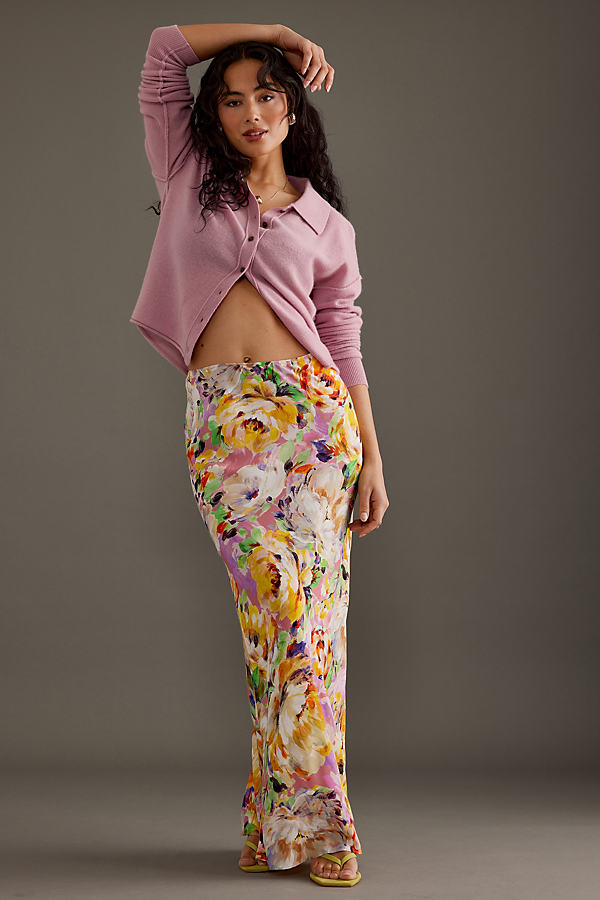 Kachel Floral Bias Cut Maxi Slip Skirt