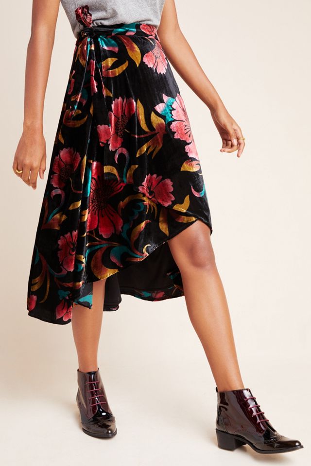 Velvet Wrap Skirt | Anthropologie