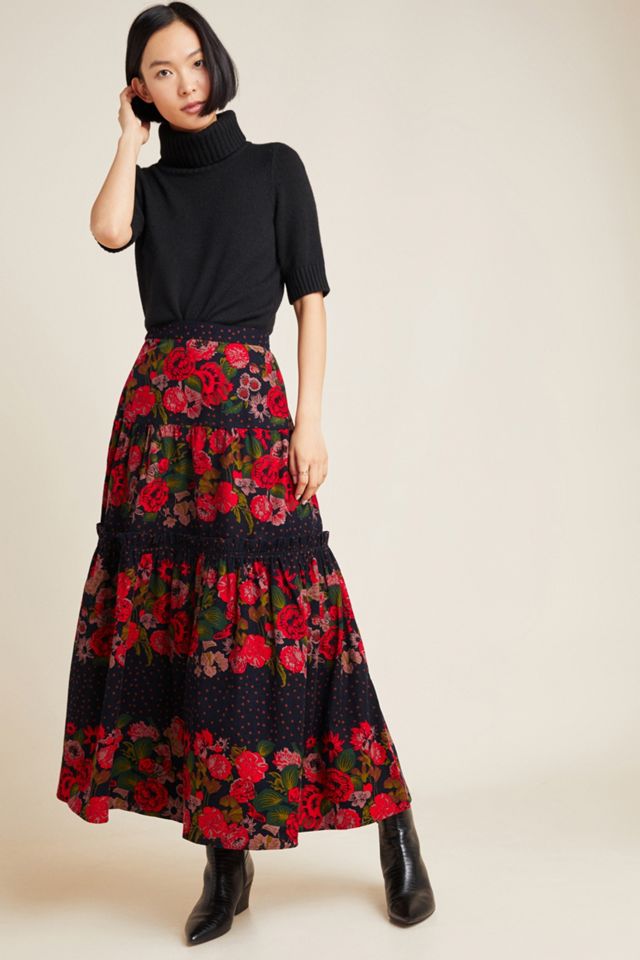 Danette Tiered Corduroy Maxi Skirt #1