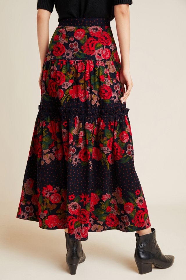 Danette Tiered Corduroy Maxi Skirt #4