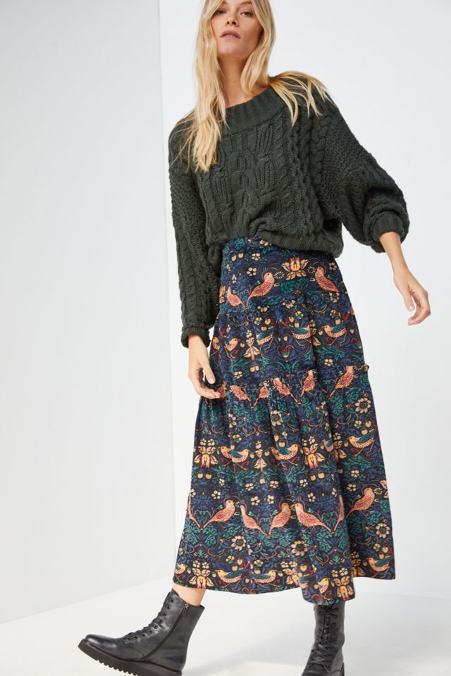 Eva Franco Oriana Tiered Corduroy Maxi Skirt | Anthropologie UK