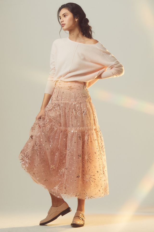 Anthropologie pink tulle on sale skirt