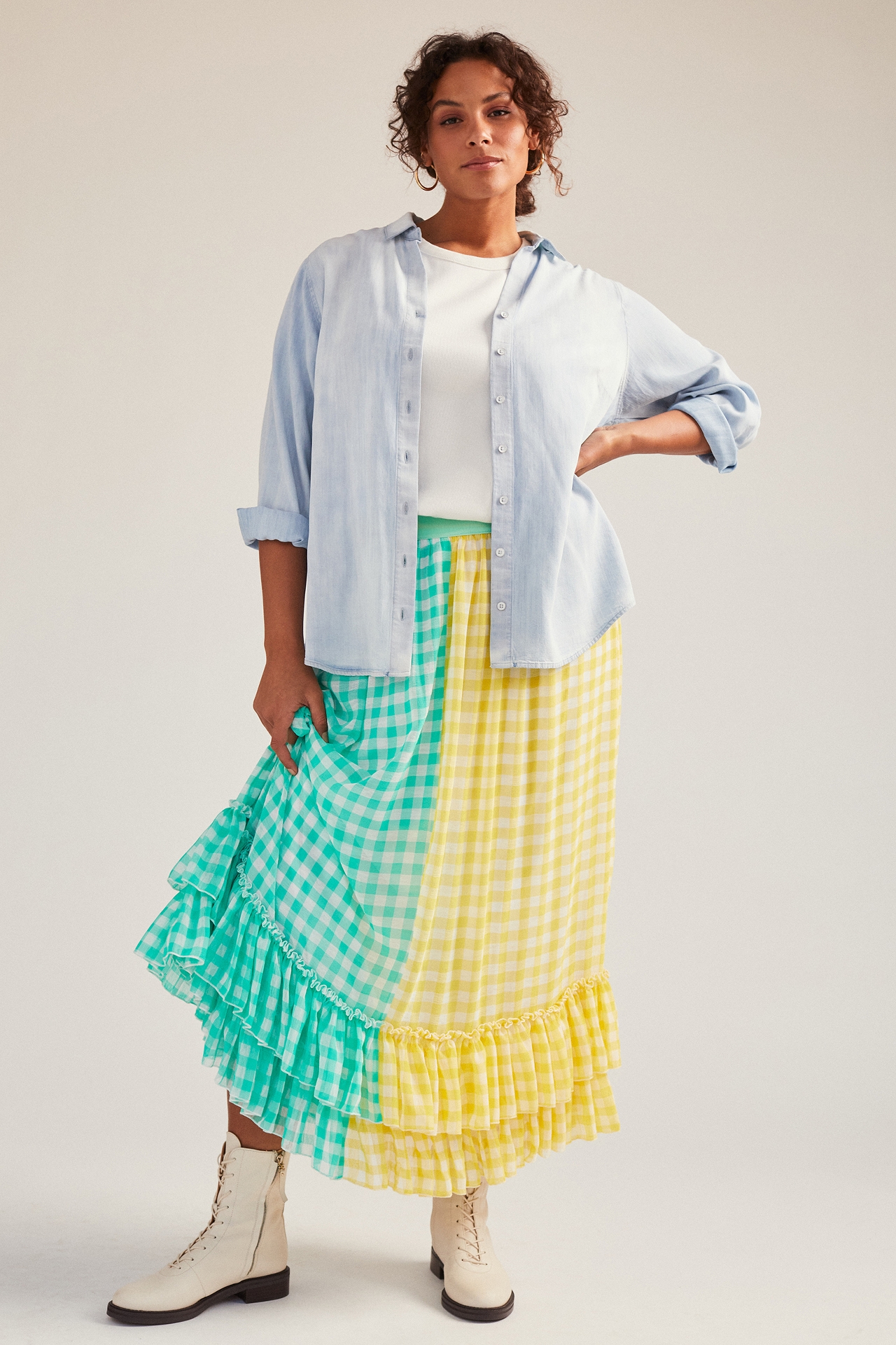 Eva Franco Lynsey Gingham Maxi Skirt