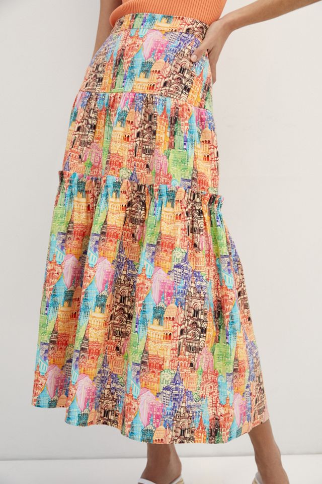Eva Franco Villa Tiered Maxi Skirt #3