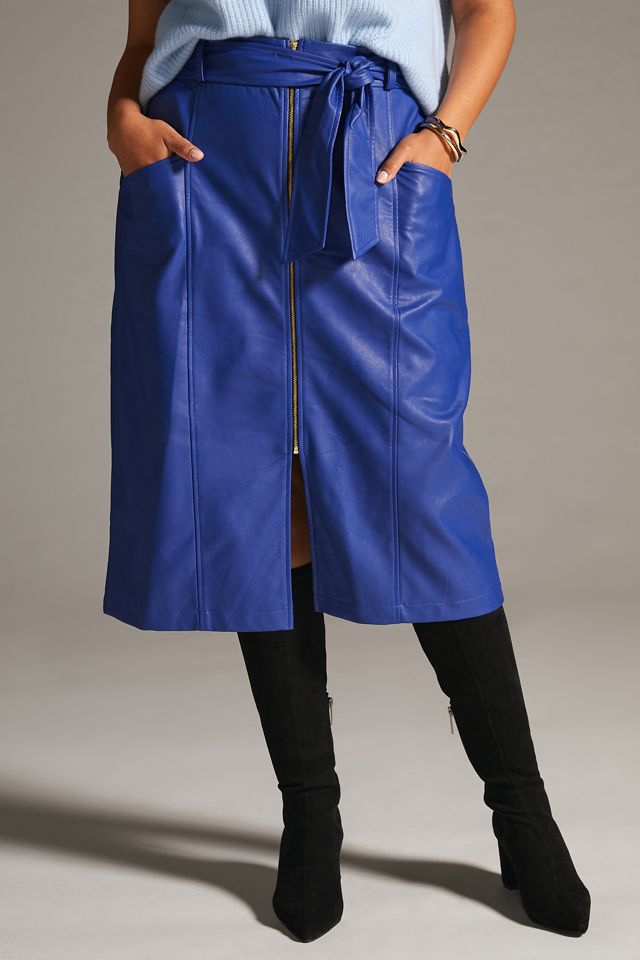 Eva Franco Faux Leather Midi Skirt #7