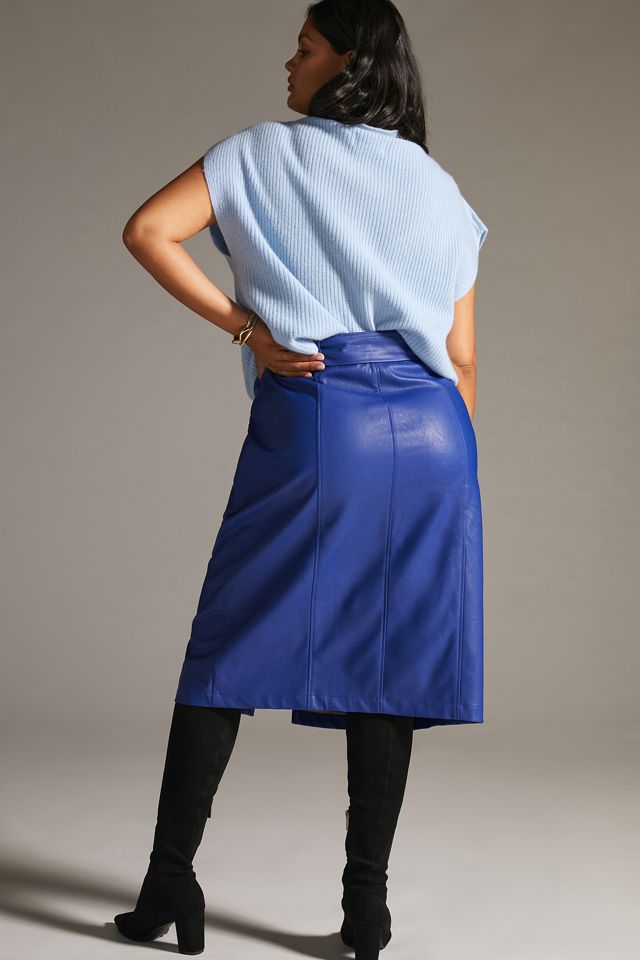 Eva Franco Faux Leather Midi Skirt #9