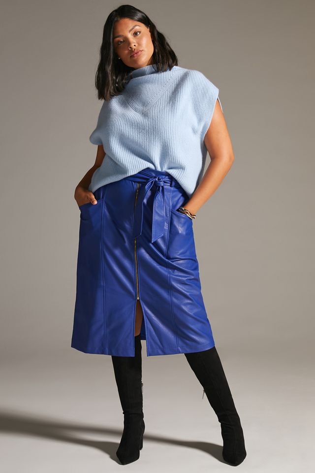 Eva Franco Faux Leather Midi Skirt #6