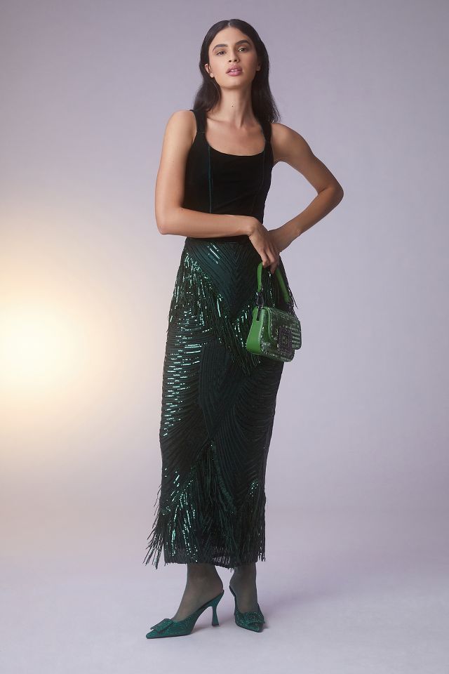 Green maxi sequin clearance skirt