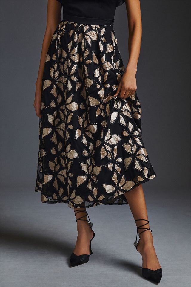 Eva Franco Floral Appliqué Skirt | Anthropologie