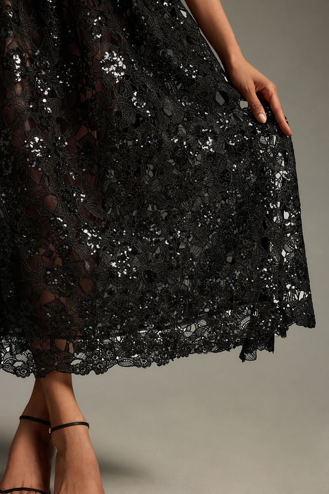 Eva Franco Embroidered Lace Shine Maxi Skirt #3