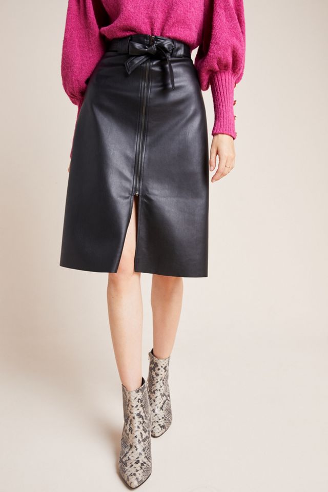 Marceline Faux Leather A-Line Midi Skirt #1