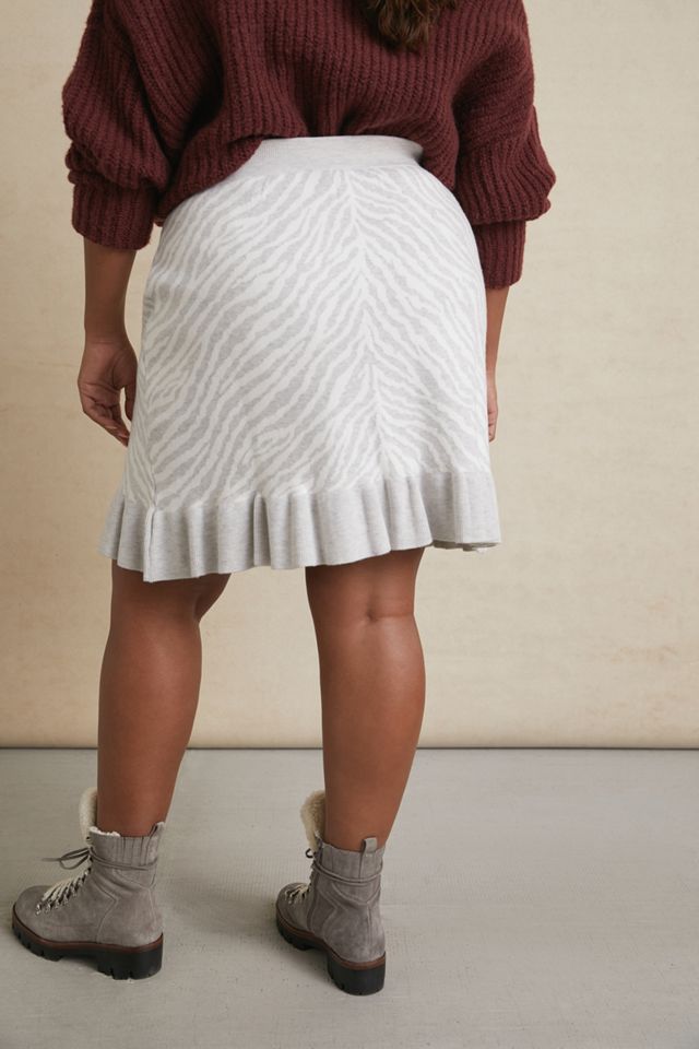 Dolan Left Coast Zebra Ruffled Knit Mini Skirt #5
