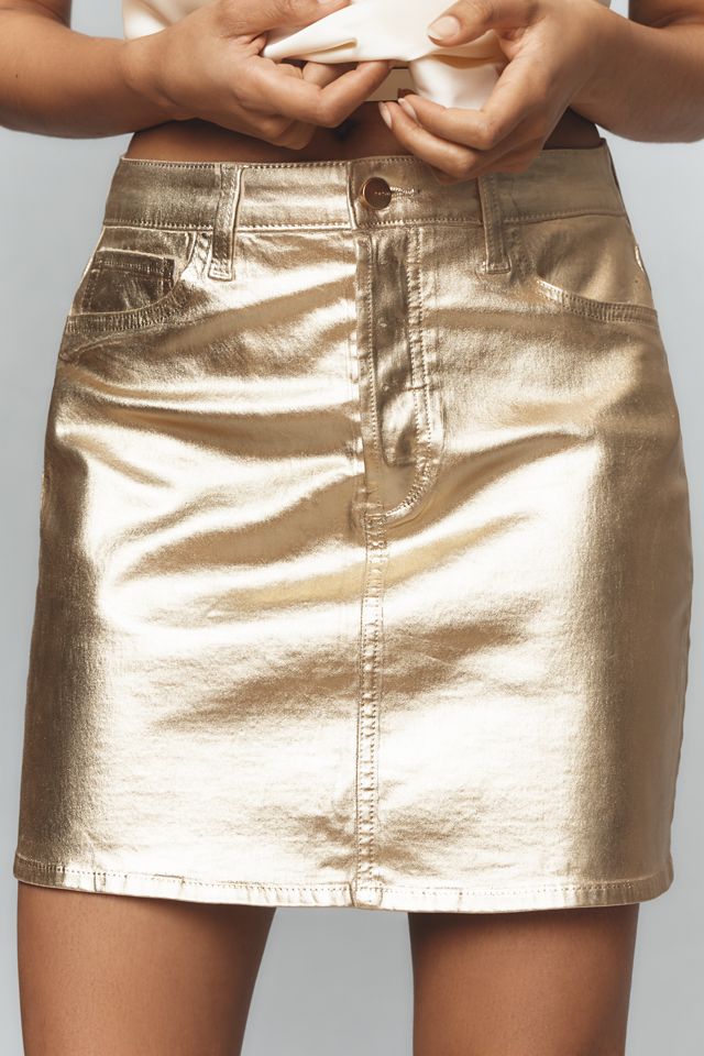 Joe's Jeans The Cara Metallic Coated Denim A-Line Mini Skirt #3
