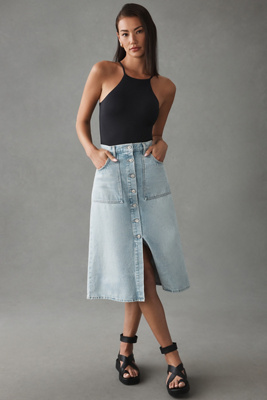 Citizen Of Humanity Anouk High-rise Denim Midi Skirt In Blue
