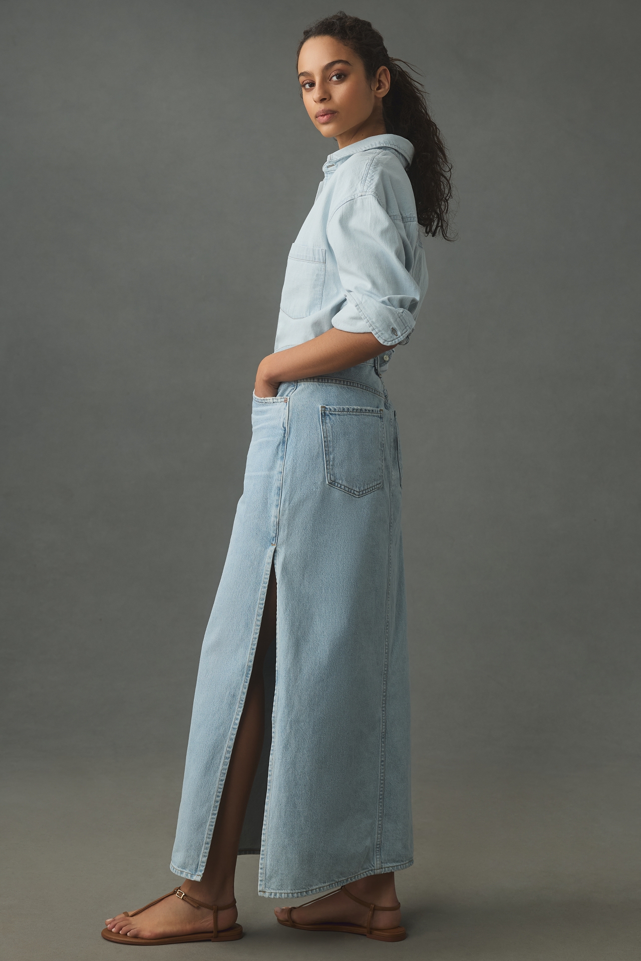 AGOLDE Astrid Slice Denim Maxi Skirt