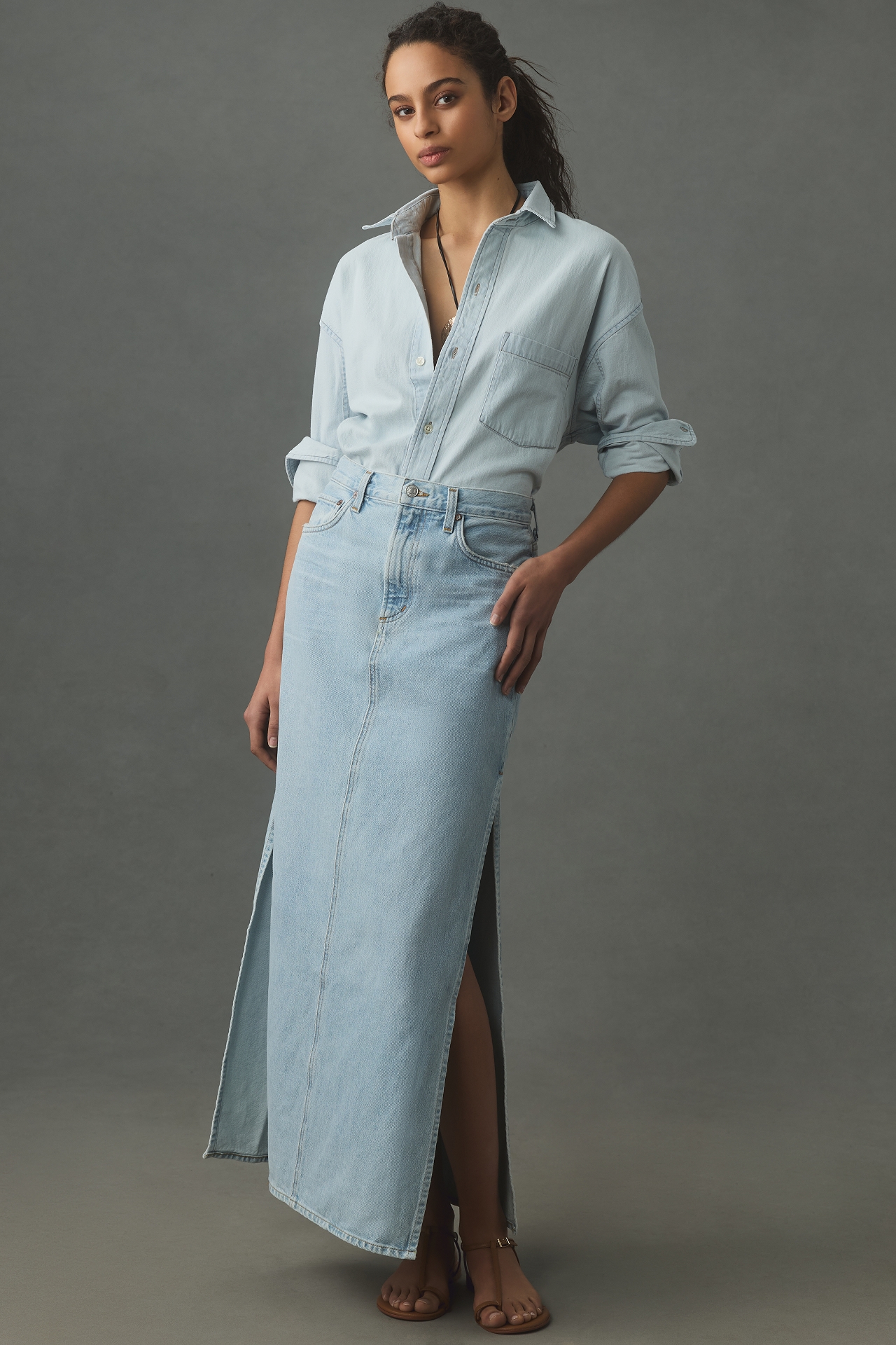 AGOLDE Astrid Slice Denim Maxi Skirt