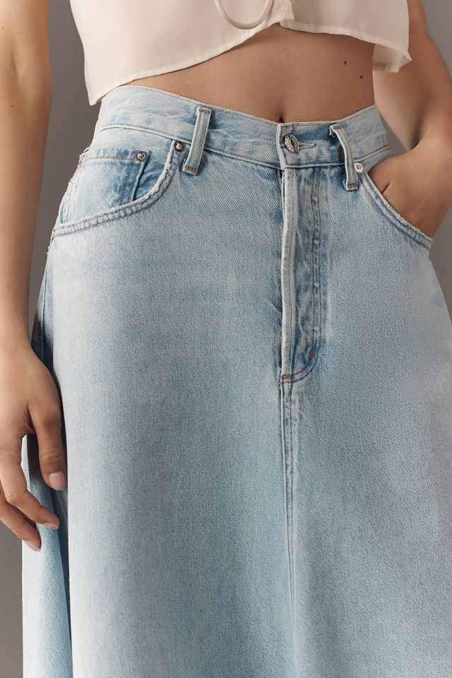 スカート AGOLDE Women Long Skirts A91111141PRACTICE Blue Agolde Women's Hilla Denim Skirt | $238.00 | Saint Bernard