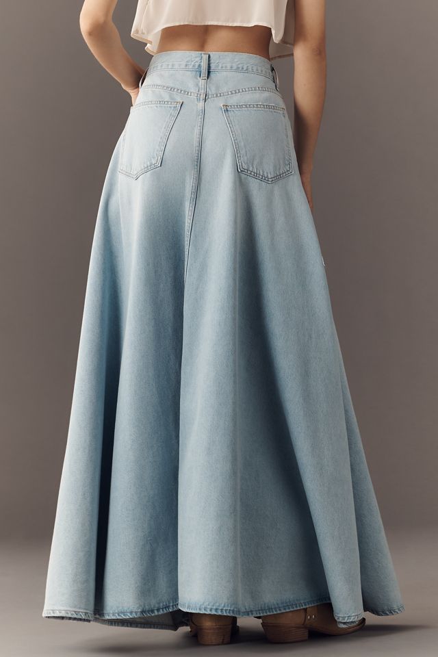 スカート AGOLDE Women Long Skirts A91111141PRACTICE Blue AGOLDE Odin Exaggerated Denim Maxi Skirt | Anthropologie