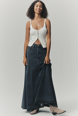 Agolde Odin Exaggerated Denim Maxi Skirt In Blue