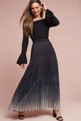Pleated Ombre Maxi Skirt