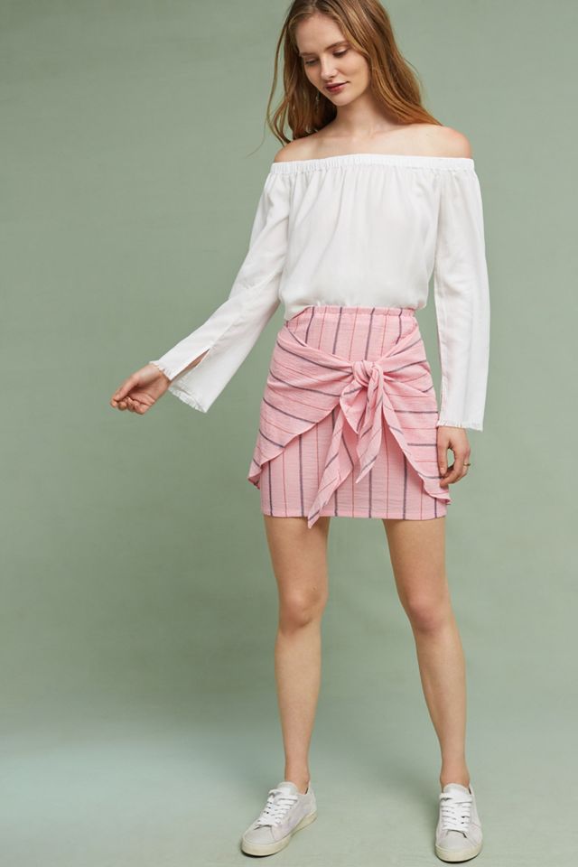 Striped Tie-Front Mini Skirt #1