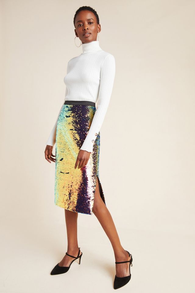 Zara multicoloured clearance sequin midi skirt